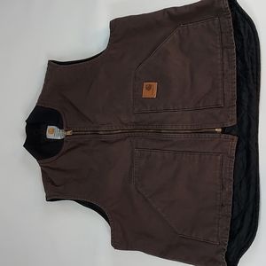 Brown Men's Canvas quilted Carhartt Vest Size XL